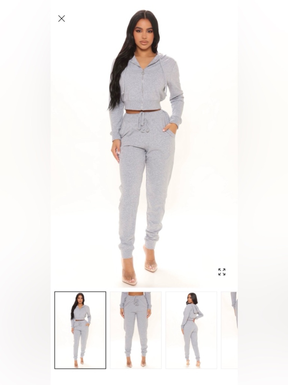 Fashion Nova Light Gray Terry Jogger Sweatpanta